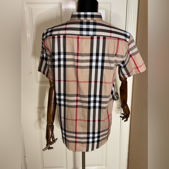 New Burberry Checked Shirt Men Beige XXL - Picture 4 of 12